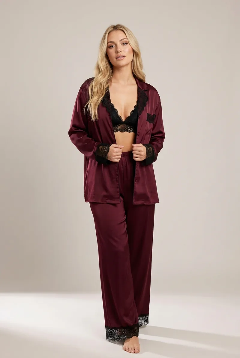 the wine lace set in burgundy